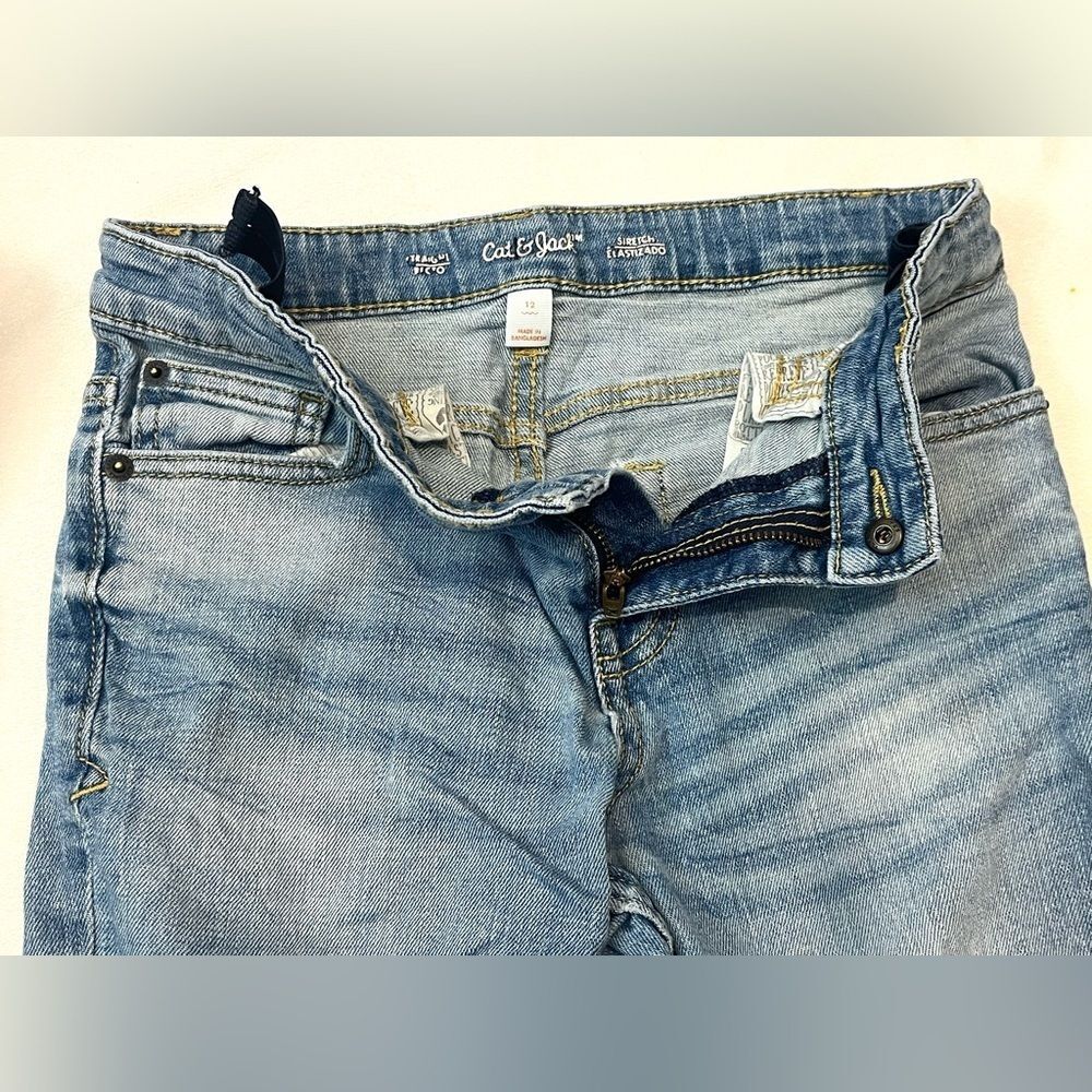 Cat & Jack (2 Pairs) Light Blue Straight Jeans Size 12 Adjustable Waistband - Picture 7 of 15